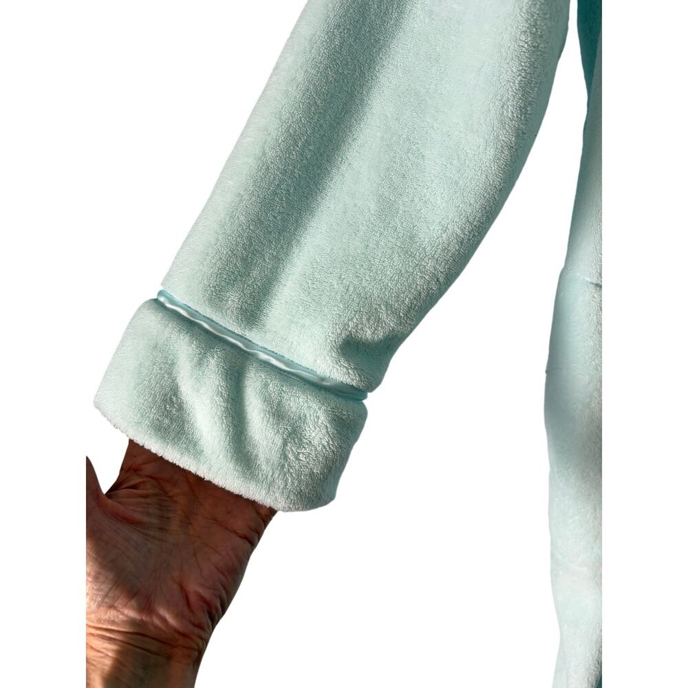 Morning Glory Jasmine Rose Plush Fleece Zip Front Robe Housecoat Embroidered L - Picture 5 of 8
